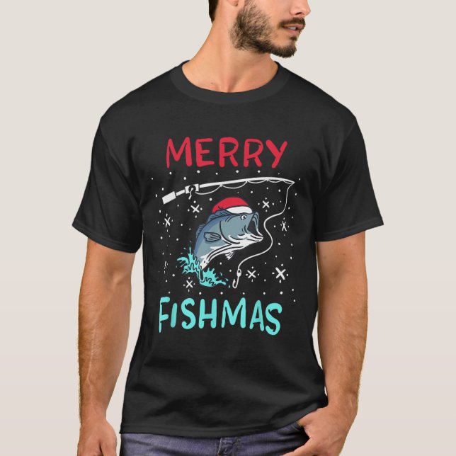 T-shirt Merry Christmas Fishmas Funny Fishing Fish Gift Pr (Devant)