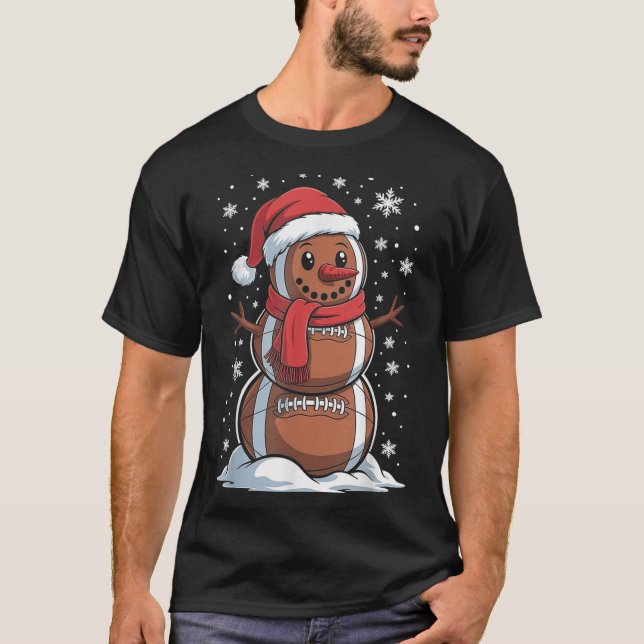 T-shirt Merry Christmas Football Snowman Holiday Srts Xmas (Devant)
