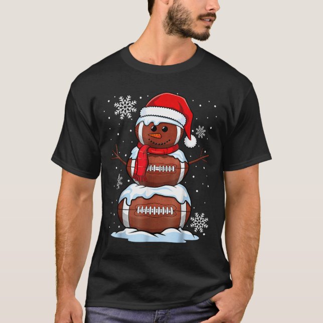 T-shirt Merry Christmas Football Snowman Holiday Srts Xmas (Devant)