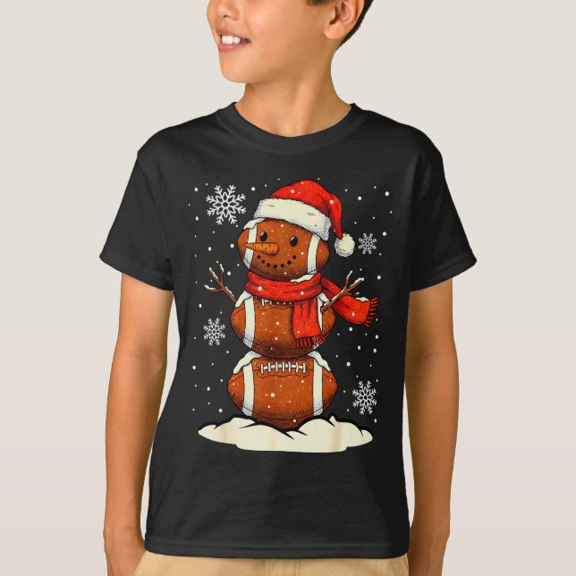 T-shirt Merry Christmas Football Snowman Holiday Srts Xmas (Devant)