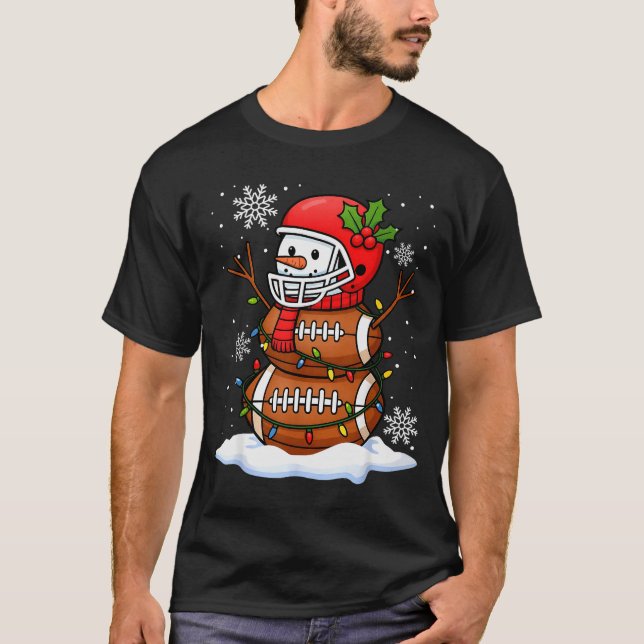 T-shirt Merry Christmas Football Snowman Holiday Srts Xmas (Devant)