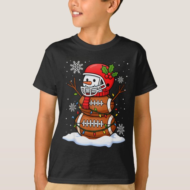 T-shirt Merry Christmas Football Snowman Holiday Srts Xmas (Devant)