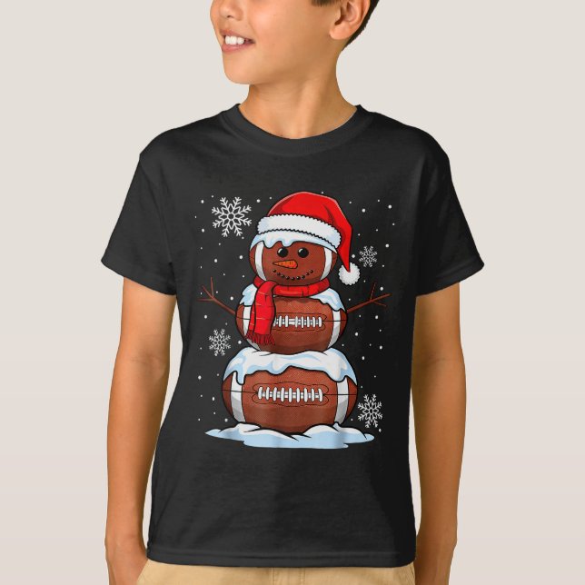 T-shirt Merry Christmas Football Snowman Holiday Srts Xmas (Devant)