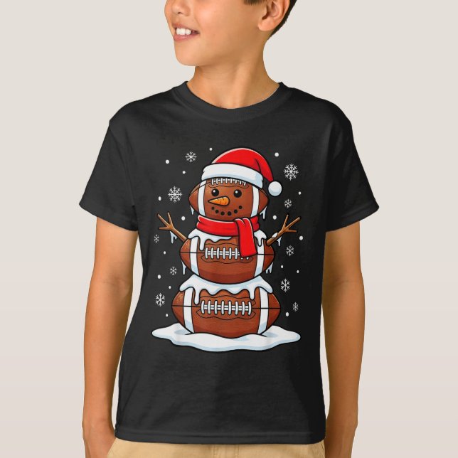 T-shirt Merry Christmas Football Snowman Holiday Srts Xmas (Devant)