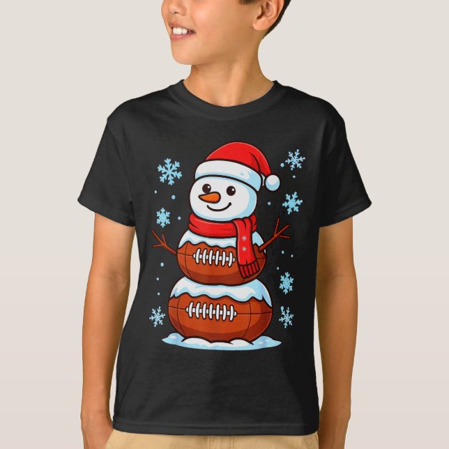 T-shirt Merry Christmas Football Snowman Pajamas Funny Srt (Devant)