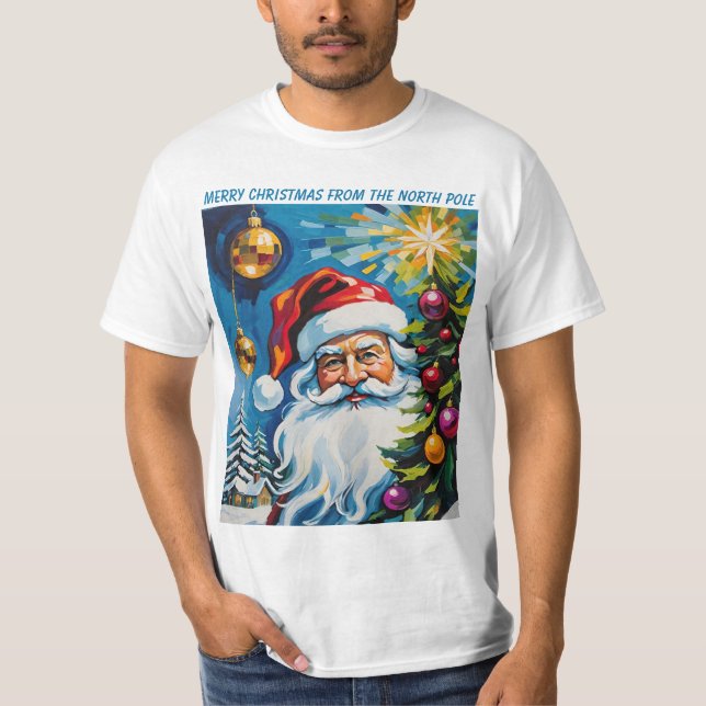 T-shirt Merry Christmas From The North Pole Santa Clause (Devant)