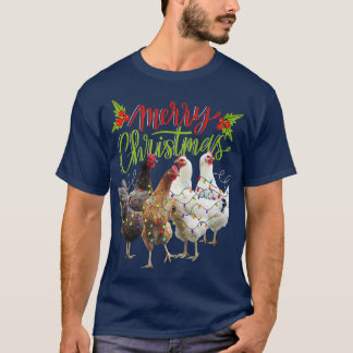 T-shirt Merry Christmas Funny Chicken Christmas Lights