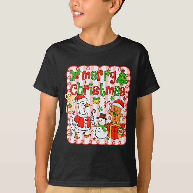 T-shirt Merry Christmas Funny Merry Goosemas Christmas Sil (Devant)