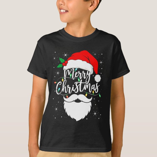 T-shirt Merry Christmas Funny Santa Claus Hat And Beard Xm (Devant)