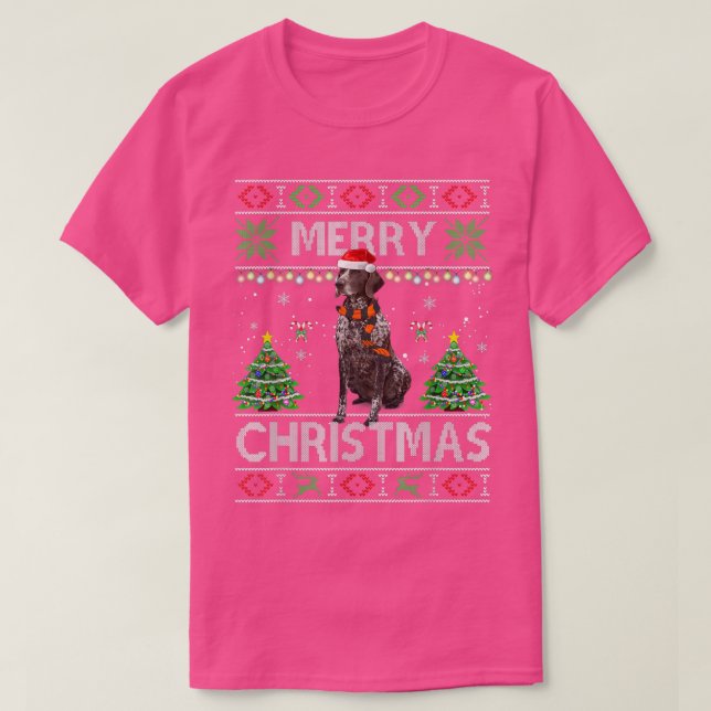 T-shirt Merry Christmas German Shorthred Pointer Ugly Sw (Design devant)