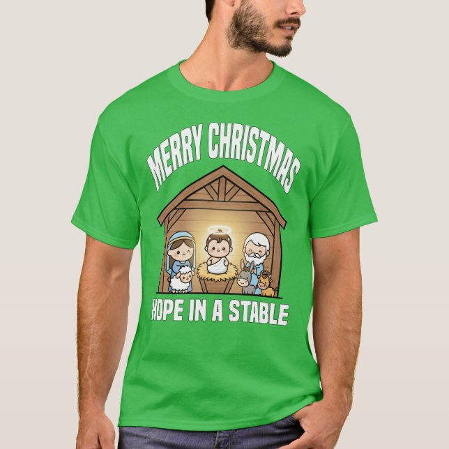 T-shirt MERRY CHRISTMAS HOPE IN A STABLE Ba boy (Devant)