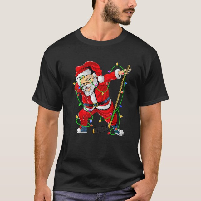 T-shirt Merry Christmas Ice Hockey Dabbing Santa Claus Hoc (Devant)