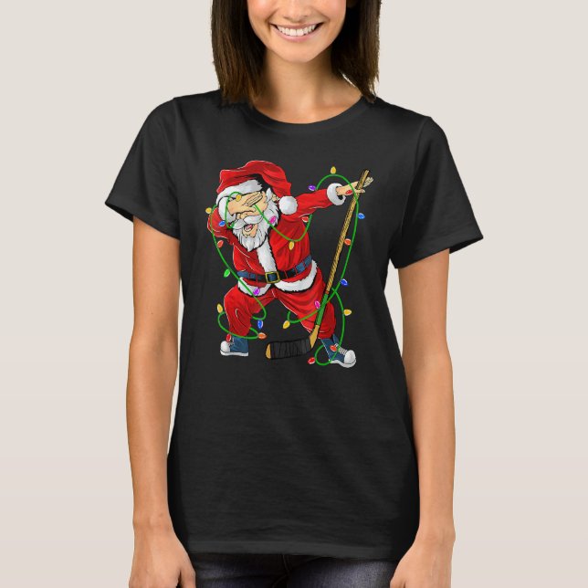 T-shirt Merry Christmas Ice Hockey Dabbing Santa Claus Hoc (Devant)