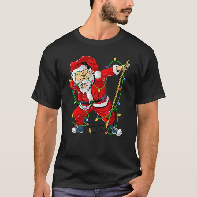T-shirt Merry Christmas Ice Hockey Dabbing Santa Claus Hoc (Devant)