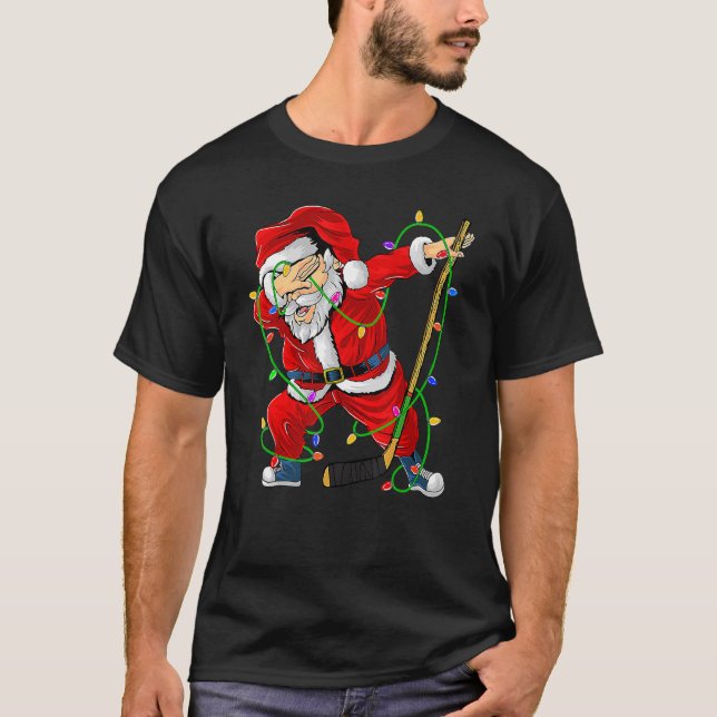 T-shirt Merry Christmas Ice Hockey Dabbing Santa Claus Hoc (Devant)