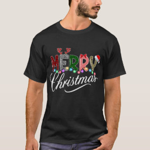 T-shirt Merry Christmas Leopard Buffalo Red Plaid For Men 