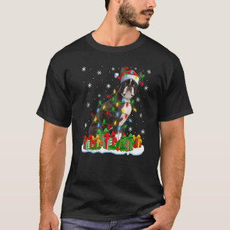 T-shirt Merry Christmas Lighting Santa Boston Terrier Dog 