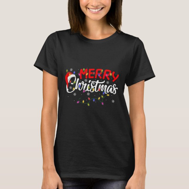 T-shirt Merry Christmas Lights Xmas Family Funny Christmas (Devant)