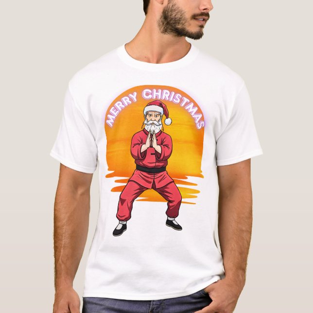 T-shirt Merry Christmas Martial Arts Santa Kung Fu Wing  (Devant)