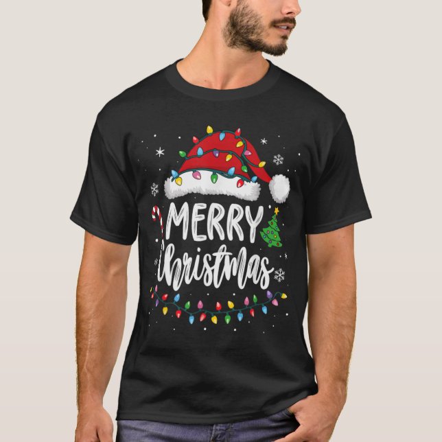 T-shirt Merry Christmas Matching Family Lights Xmas Men Wo (Devant)
