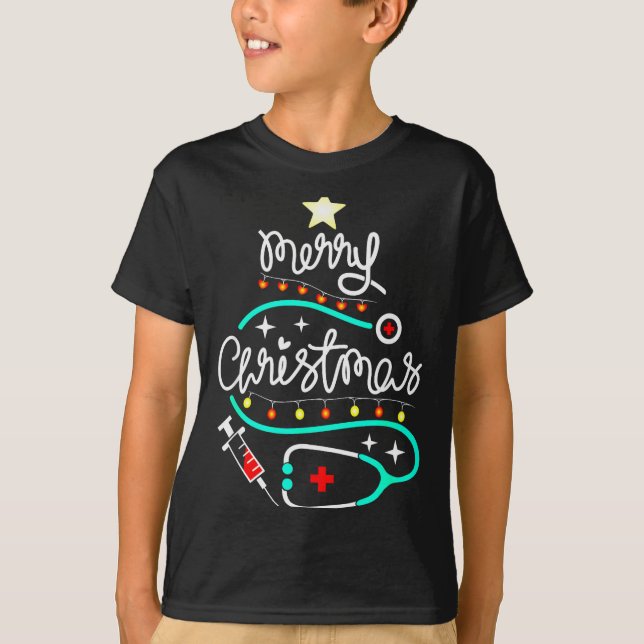 T-shirt Merry Christmas Nurse Doctor Stethoscope Christmas (Devant)
