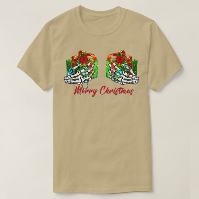 T-shirt Merry Christmas Ornamental Skeleton Hand Ornamenta (Design devant)