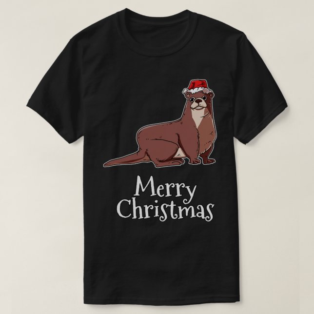 T-shirt Merry Christmas Otter Santas Casquette Sea Otter (Design devant)