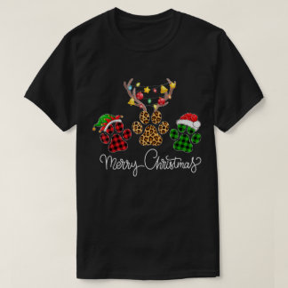 T-shirt Merry Christmas Paw Prints Design