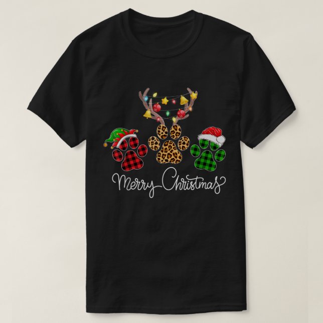 T-shirt Merry Christmas Paw Prints Design (Design devant)