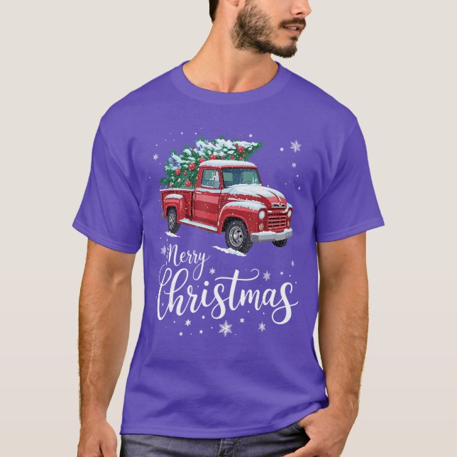 T-shirt Merry Christmas Red Truck Family Matching Christma (Devant)