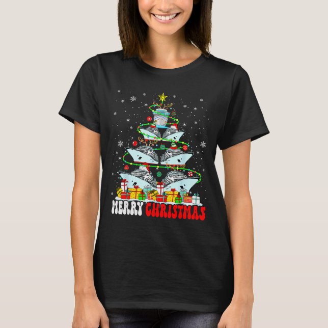 T-shirt Merry Christmas Reindeer Elf Santa Cruise Ships Xm (Devant)