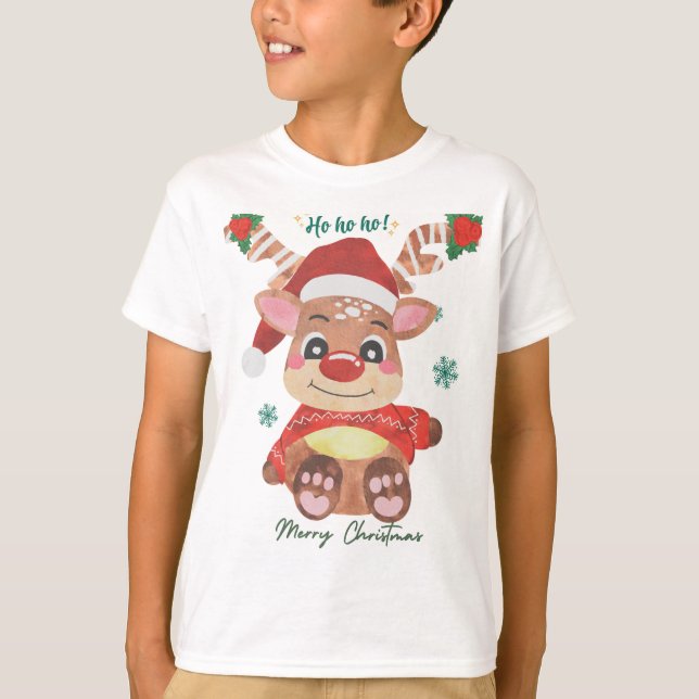 T-shirt Merry Christmas Reindeer - Festive & Fun! (Devant)