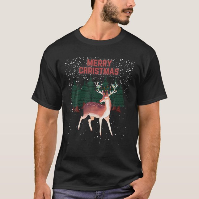 T-shirt Merry Christmas Reindeer Rudolph Tangled (Devant)