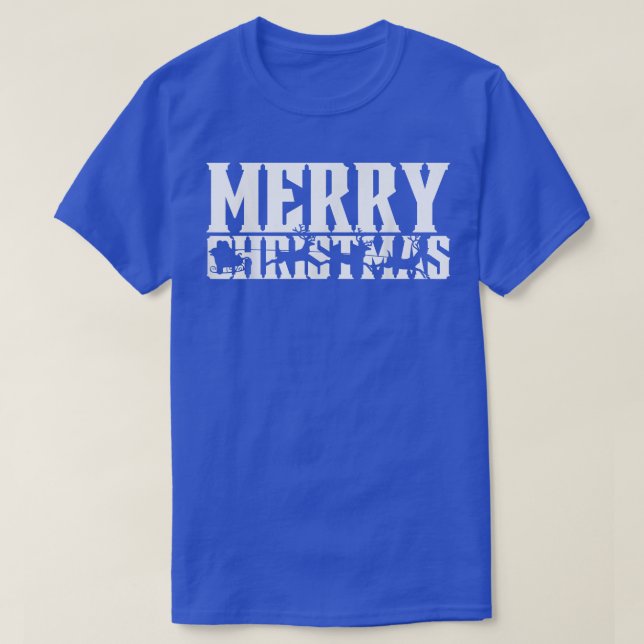 T-shirt Merry Christmas Retro Santas Sleigh & Flying Reind (Design devant)