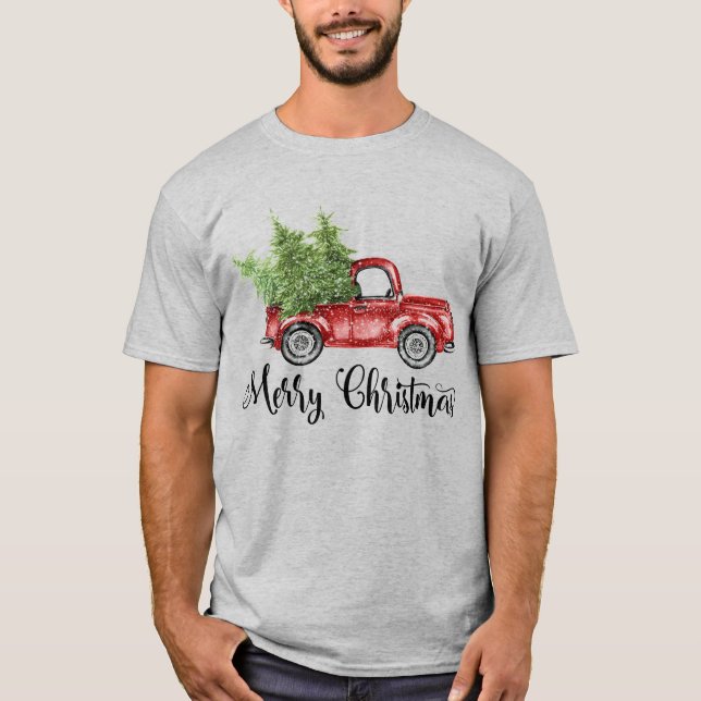 T-shirt Merry Christmas Russe Vintage Truck (Devant)