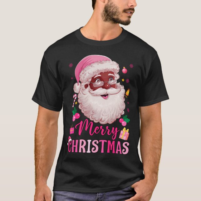 T-shirt Merry Christmas Santa Claus Black Afro African Ame (Devant)