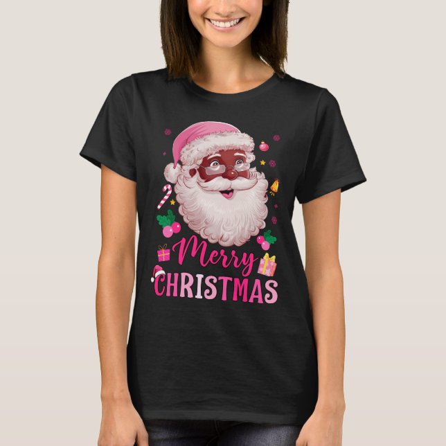 T-shirt Merry Christmas Santa Claus Black Afro African Ame (Devant)