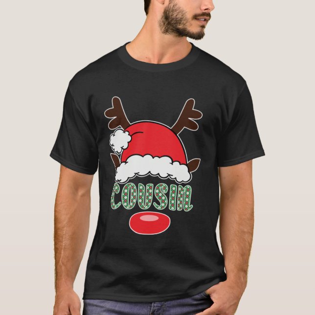 T-shirt Merry Christmas Santa Cousin Antlers (Devant)