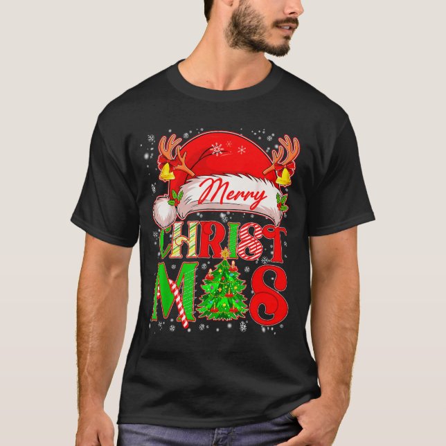 T-shirt Merry Christmas Santa Hat Family Matching Pajamas  (Devant)