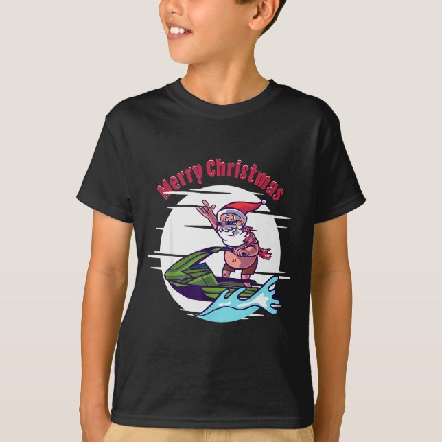 T-shirt Merry Christmas Santa Jet Ski Watersrts  (Devant)