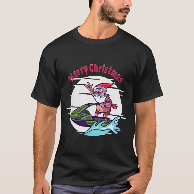 T-shirt Merry Christmas Santa Jet Ski Watersrts  (Devant)