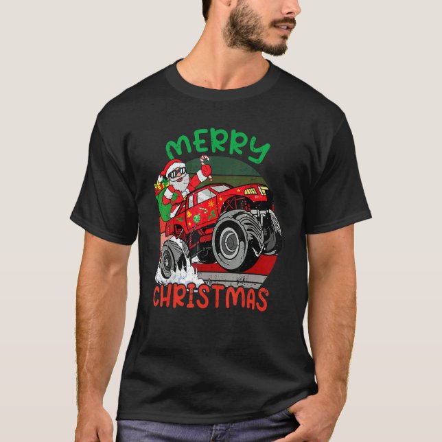 T-shirt Merry Christmas Santa Monster Truck Xmas PJ Toddle (Devant)