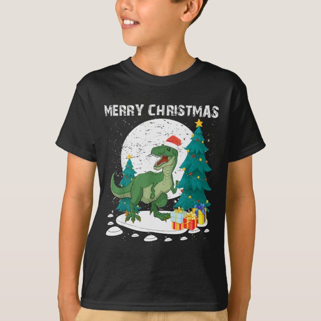 T-shirt Merry Christmas Shirts For Women Xmas Santa T Rex  (Devant)