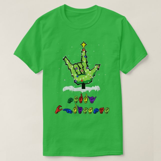 T-shirt Merry Christmas Sign Language Asl (Design devant)