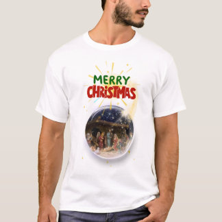 T-shirt Merry Christmas Snow Globe Design