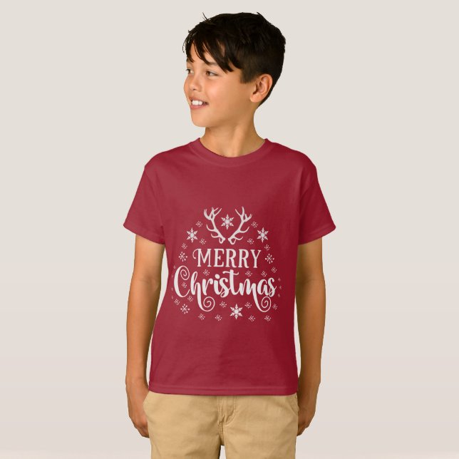 T-shirt Merry Christmas Snowflakes (Devant entier)