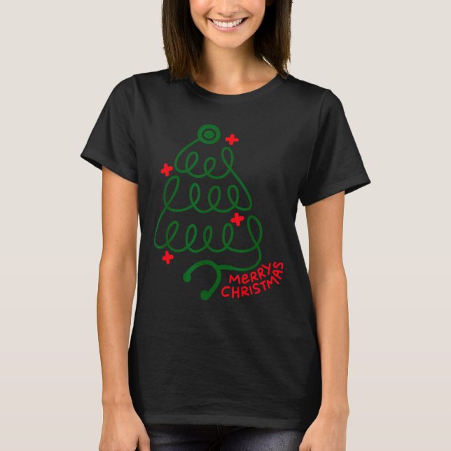 T-shirt Merry Christmas Stethoscope Nurse Cna Xmas Holiday (Devant)