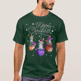 T-shirt Merry Christmas Unicorn Bauble Motif Christmas Par