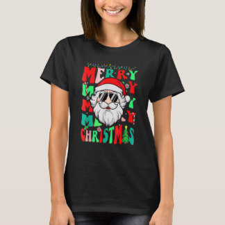 T-shirt Merry Christmas Vibes Family Santa 2022 Groovy Squ