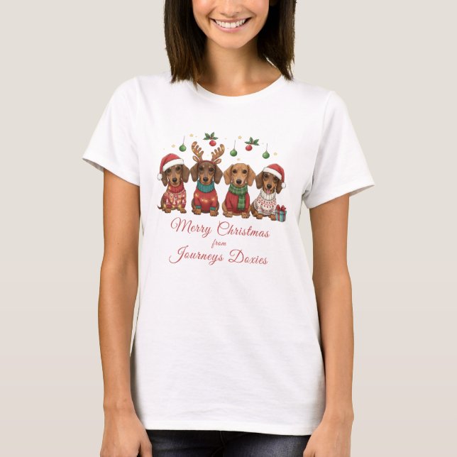 T-shirt Merry Christmas Weiner Dachshund Holiday (Devant)